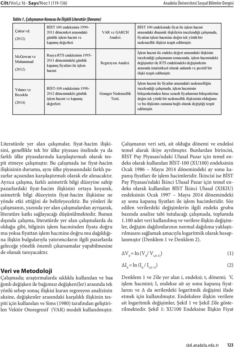 BİST 100 endeksinde fiyat ile işlem hacmi arasındaki dinamik ilişkilerin incelendiği çalışmada, fiyattan işlem hacmine doğru tek yönlü bir nedensellik ilişkisi tespit edilmiştir.