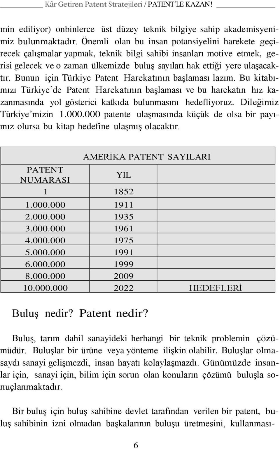 Bunun için Türkiye Patent Harekatının başlaması lazım. Bu kitabımızı Türkiye de Patent Harekatının başlaması ve bu harekatın hız kazanmasında yol gösterici katkıda bulunmasını hedefliyoruz.