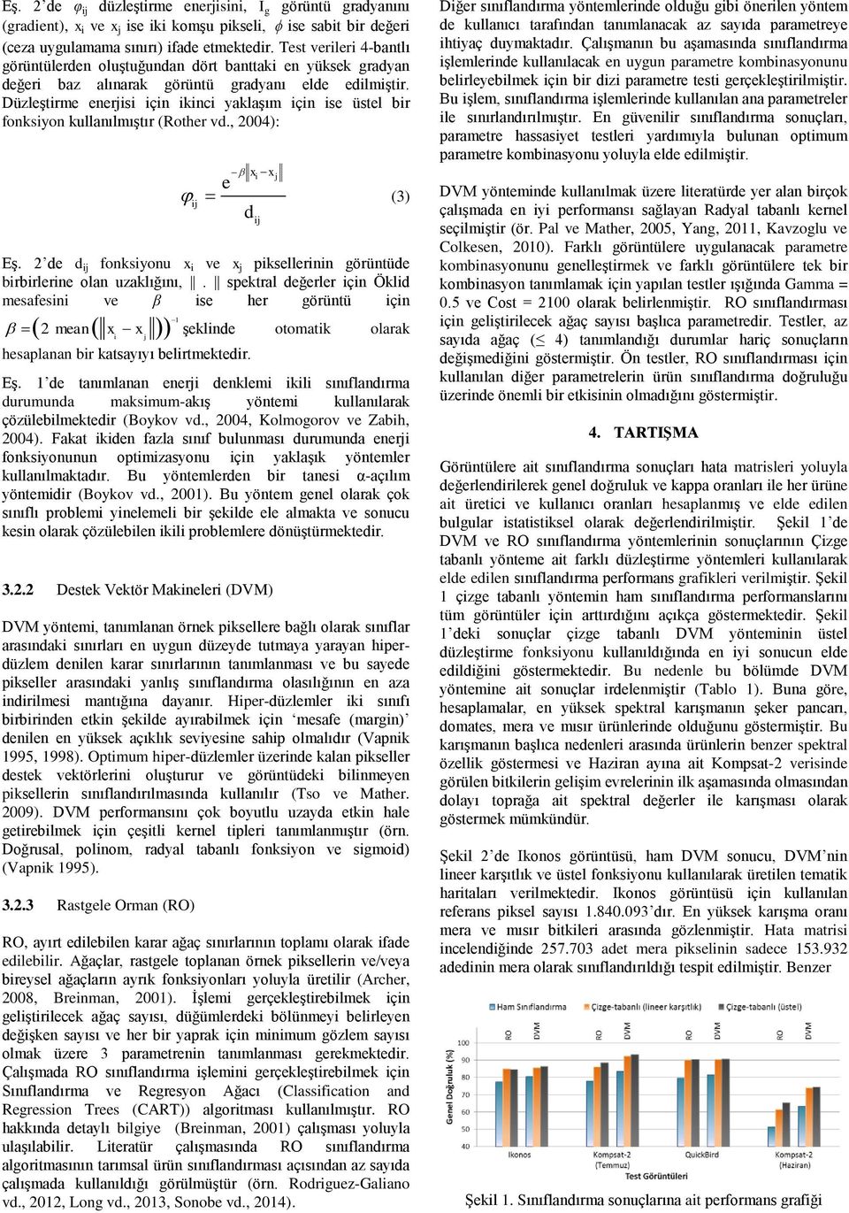 Düzleştirme enerjisi için ikinci yaklaşım için ise üstel bir fonksiyon kullanılmıştır (Rother vd., 2004): e xi xj Eş.