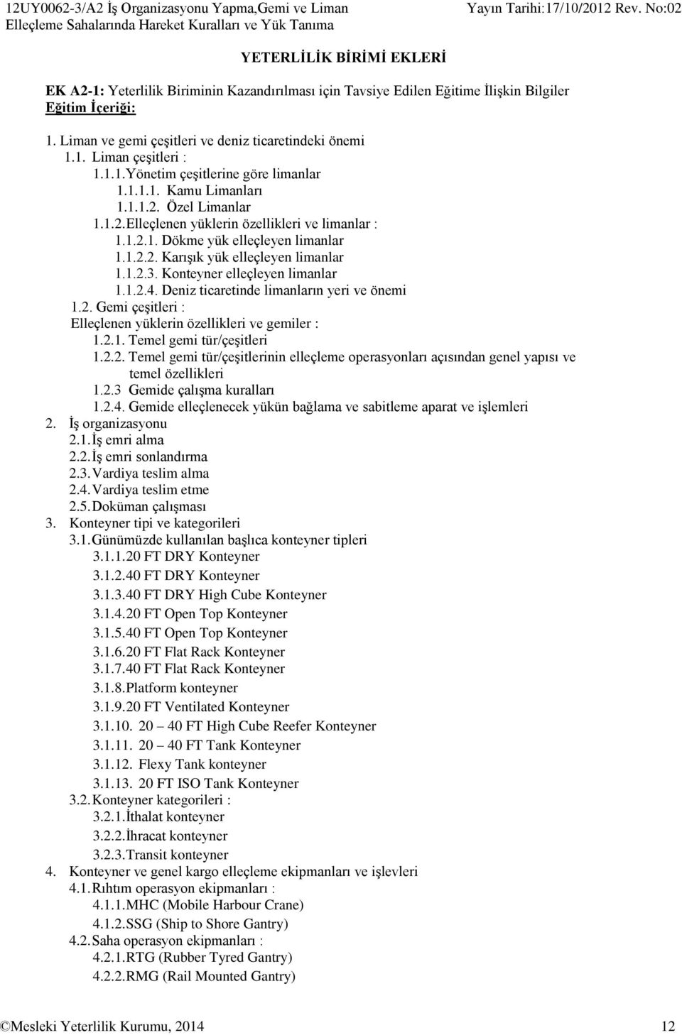 Özel Limanlar 1.1.2. Elleçlenen yüklerin özellikleri ve limanlar : 1.1.2.1. Dökme yük elleçleyen limanlar 1.1.2.2. Karışık yük elleçleyen limanlar 1.1.2.3. Konteyner elleçleyen limanlar 1.1.2.4.