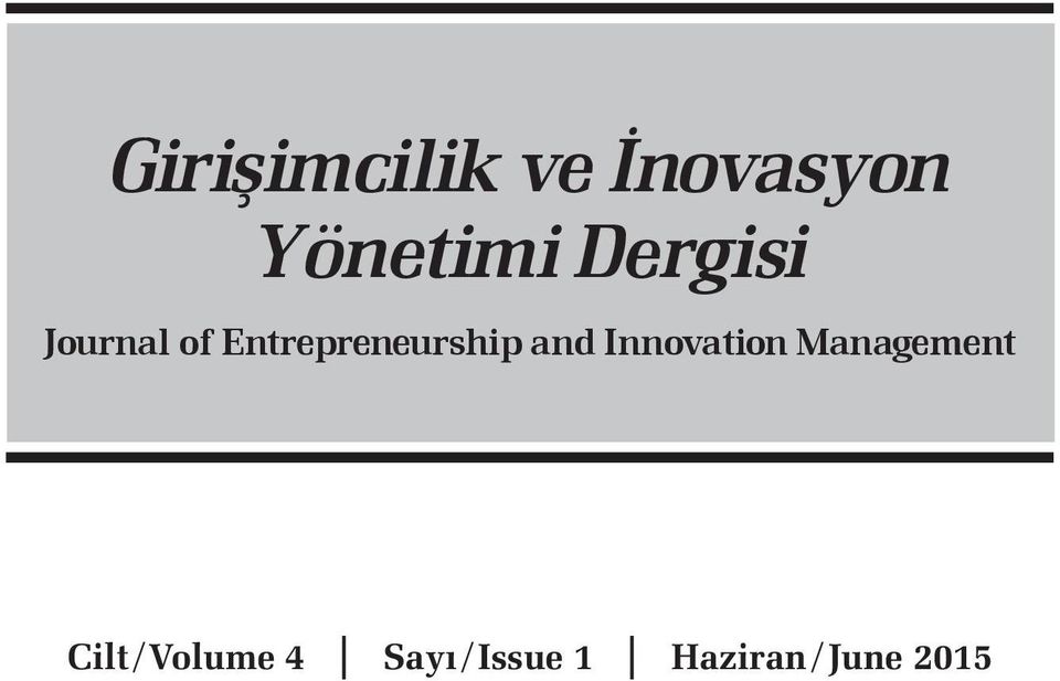 and Innovation Management Cilt /