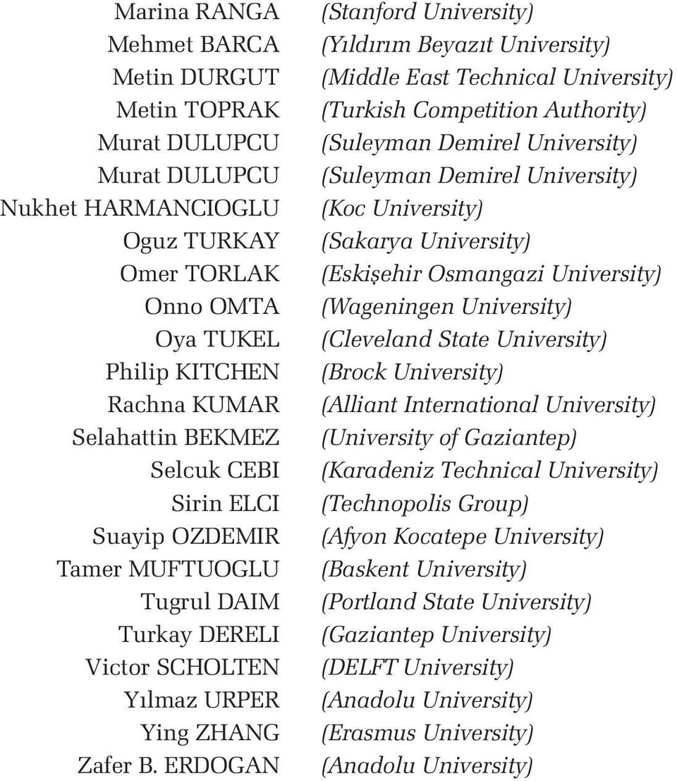 (Wageningen University) Oya TUKEL (Cleveland State University) Philip KITCHEN (Brock University) Rachna KUMAR (Alliant International University) Selahattin BEKMEZ (University of Gaziantep) Selcuk