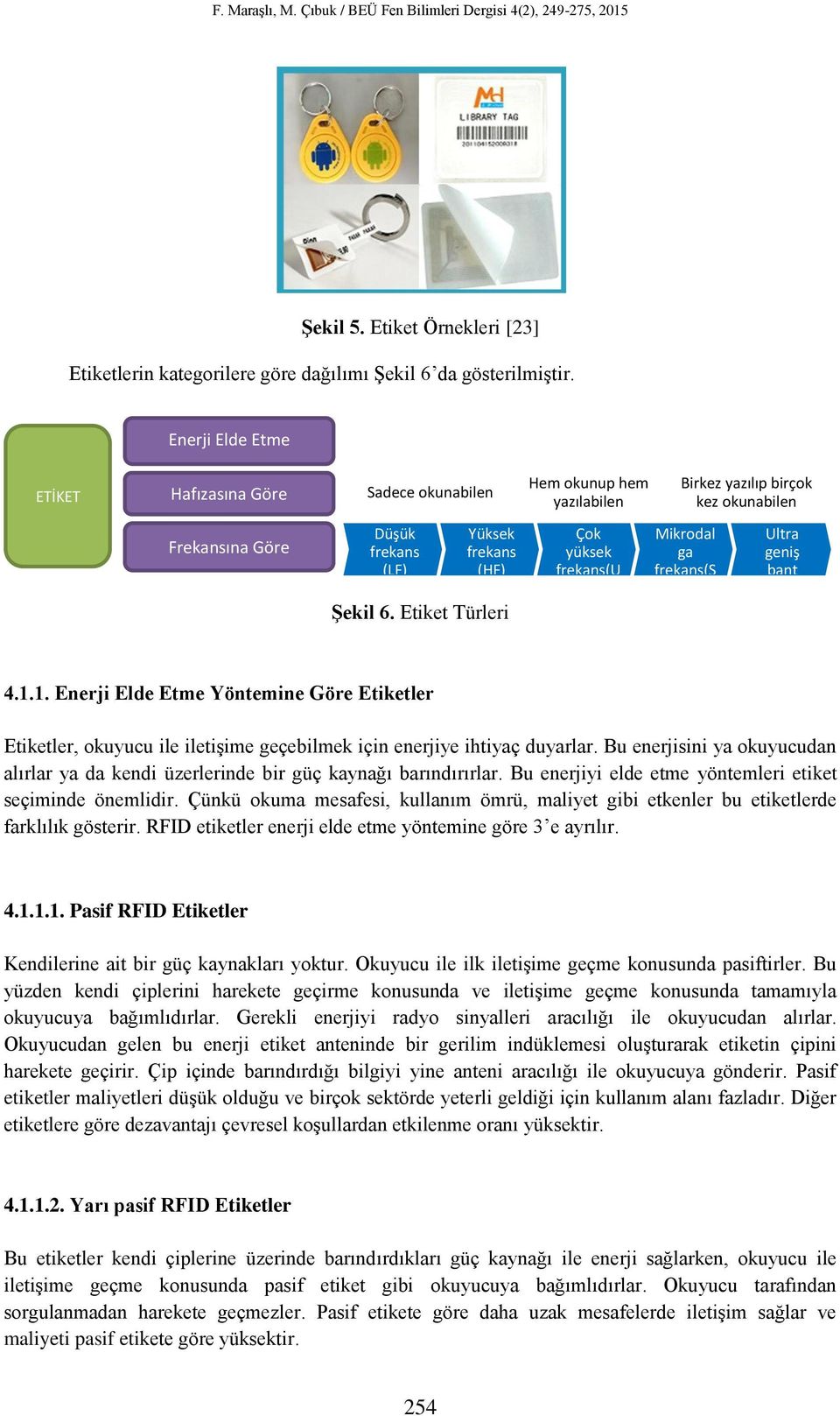 Etiket Türleri Hem okunup hem yazılabilen Çok yüksek frekans(u HF) Birkez yazılıp birçok kez okunabilen Mikrodal ga frekans(s HF) Ultra geniş bant frekans (UWB) 4.1.