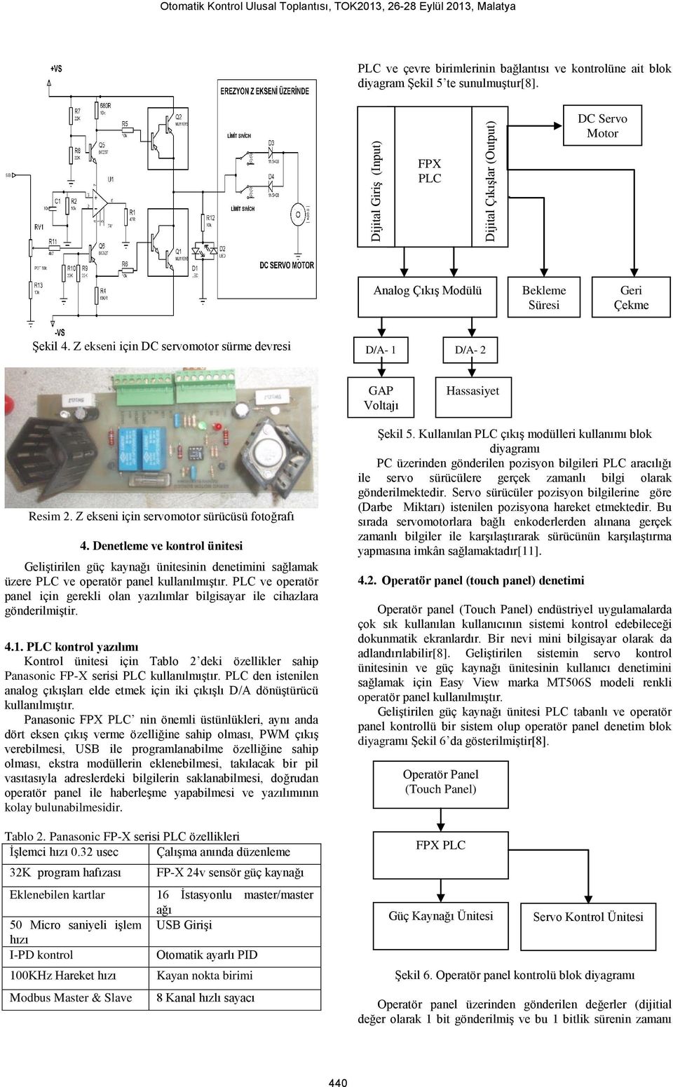 Z ekseni için DC servomotor sürme devresi D/A- 1 D/A- 2 GAP Voltajı Hassasiyet Resim 2. Z ekseni için servomotor sürücüsü fotoğrafı 4.