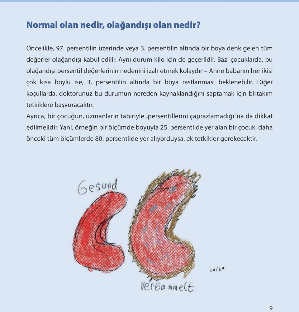 persentilin altında bir boya rastlanması beklenebilir. Diğer koşullarda, doktorunuz bu durumun nereden kaynaklandığını saptamak için birtakım tetkiklere başvuracaktır.