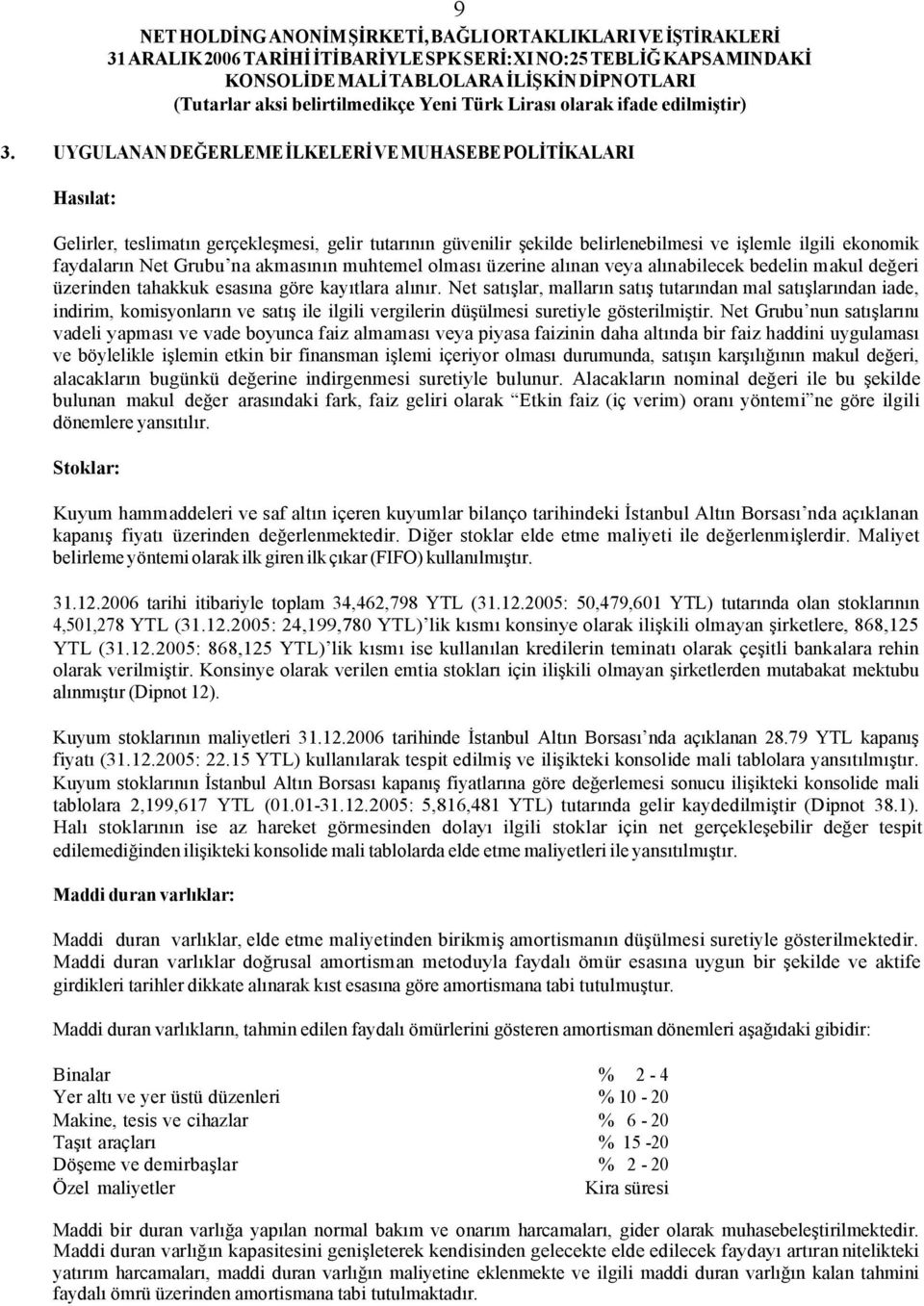 Net satışlar, malların satış tutarından mal satışlarından iade, indirim, komisyonların ve satış ile ilgili vergilerin düşülmesi suretiyle gösterilmiştir.