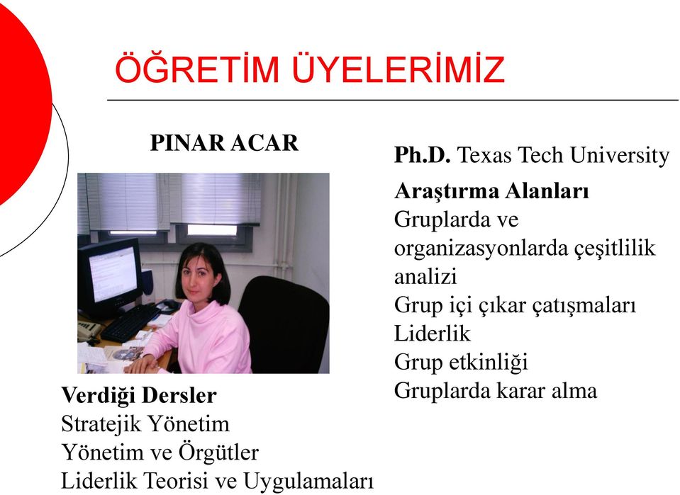 Texas Tech University AraĢtırma Alanları Gruplarda ve rganizasynlarda