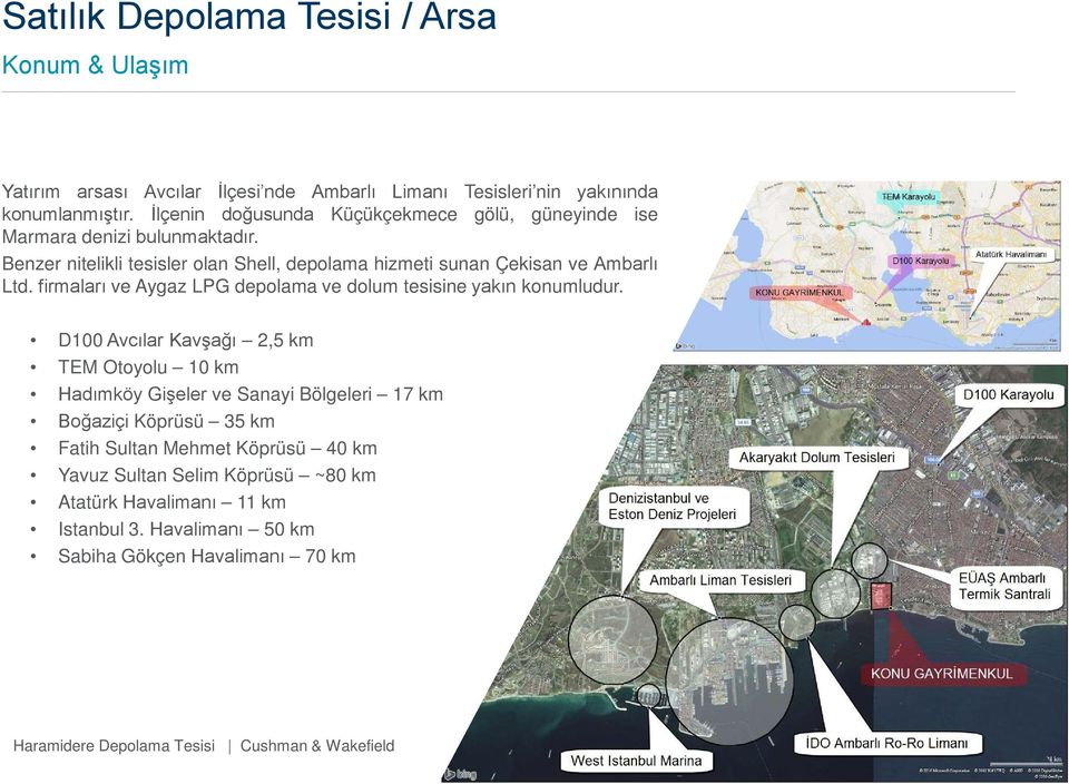 Benzer nitelikli tesisler olan Shell, depolama hizmeti sunan Çekisan ve Ambarlı Ltd.