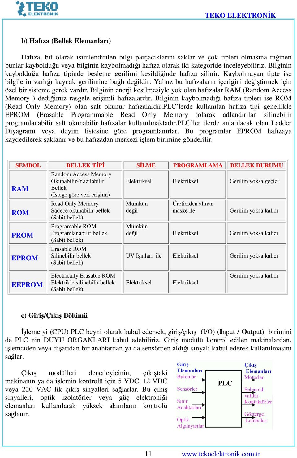 Yalnız bu hafızaların içeriğini değiştirmek için özel bir sisteme gerek vardır. Bilginin enerji kesilmesiyle yok olan hafızalar RAM (Random Access Memory ) dediğimiz rasgele erişimli hafızalardır.