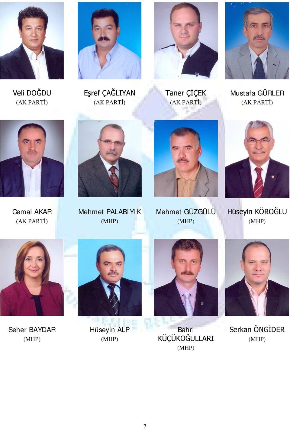 PALABIYIK (MHP) Mehmet GÜZGÜLÜ (MHP) Hüseyin KÖROĞLU (MHP) Seher