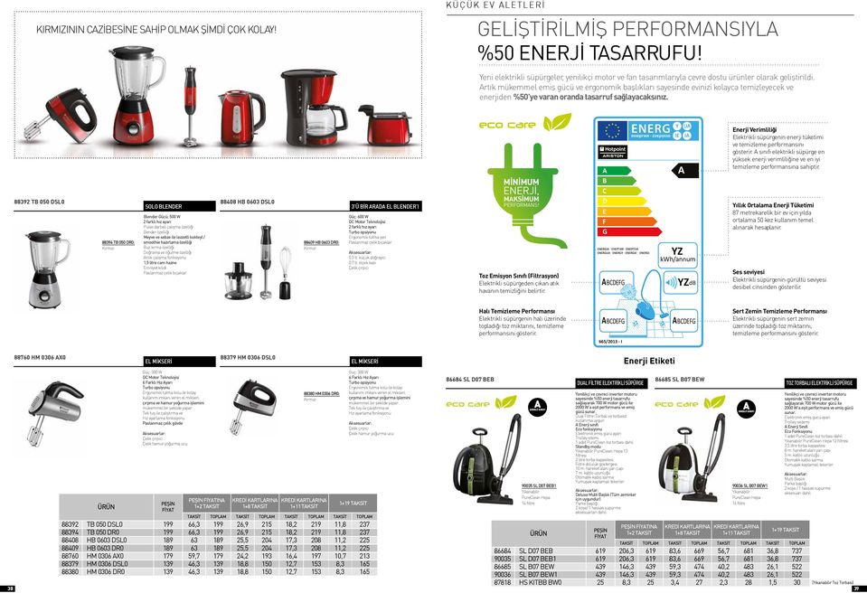 Artık mükemmel emiş gücü ve ergonomik başlıkları sayesinde evinizi kolayca temizleyecek ve enerjiden %50 ye varan oranda tasarruf sağlayacaksınız.