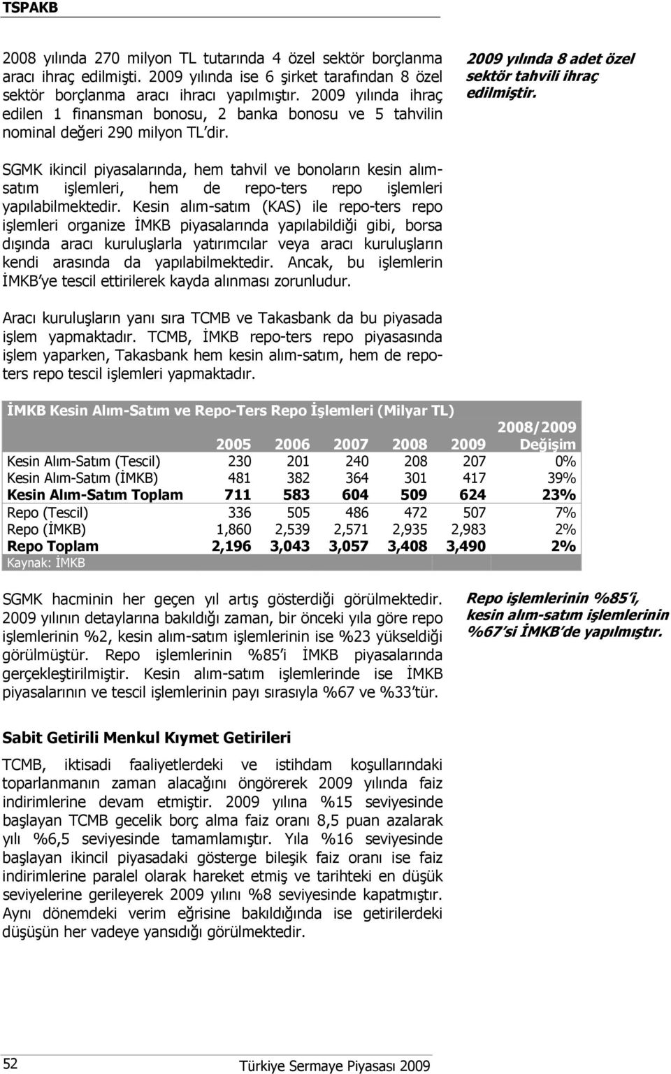 SGMK ikincil piyasalarında, hem tahvil ve bonoların kesin alımsatım işlemleri, hem de repo-ters repo işlemleri yapılabilmektedir.