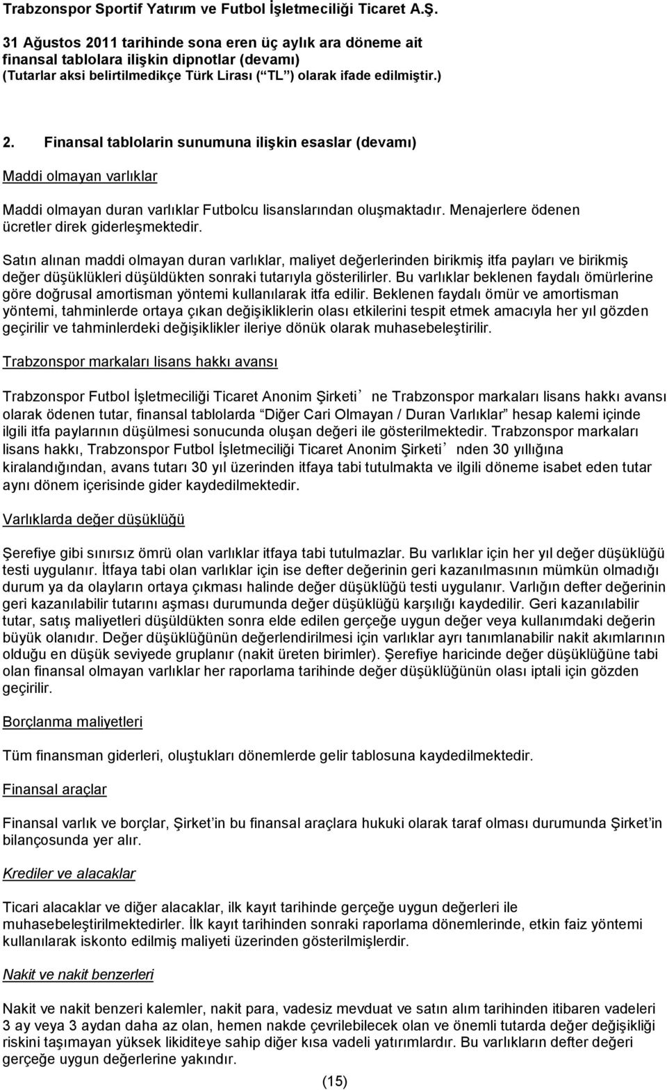 Bu varlıklar beklenen faydalı ömürlerine göre doğrusal amortisman yöntemi kullanılarak itfa edilir.