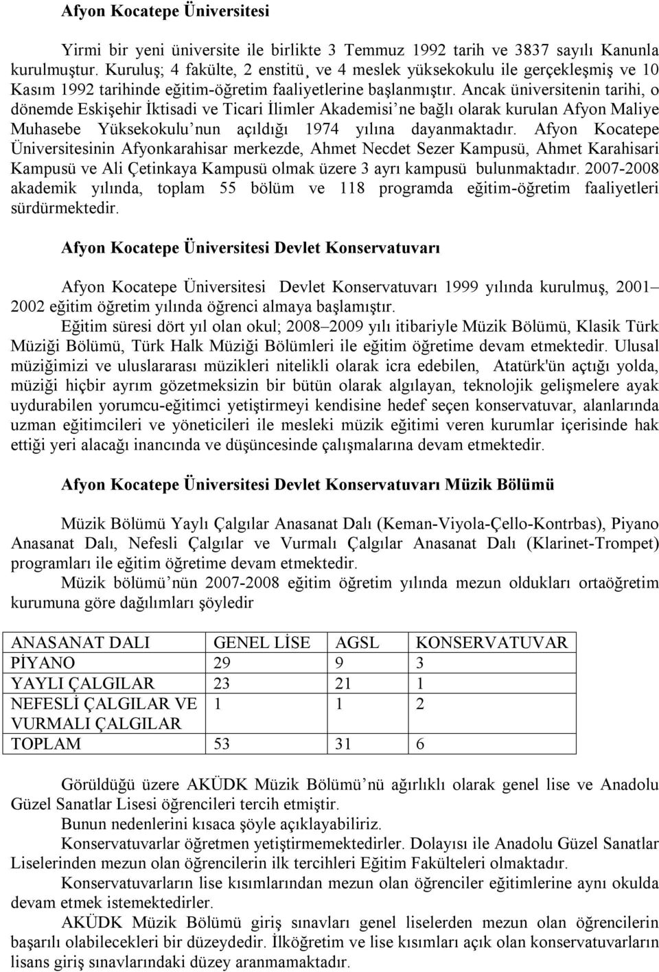 Ancak üniversitenin tarihi, o dönemde Eskişehir İktisadi ve Ticari İlimler Akademisi ne bağlı olarak kurulan Afyon Maliye Muhasebe Yüksekokulu nun açıldığı 1974 yılına dayanmaktadır.