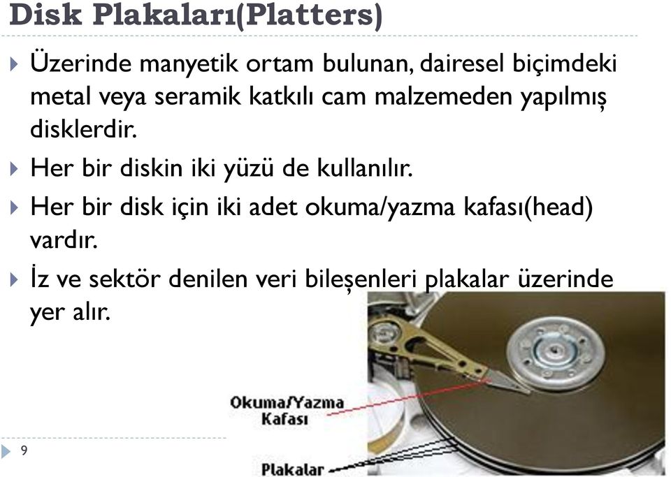 Her bir diskin iki yüzü de kullanılır.