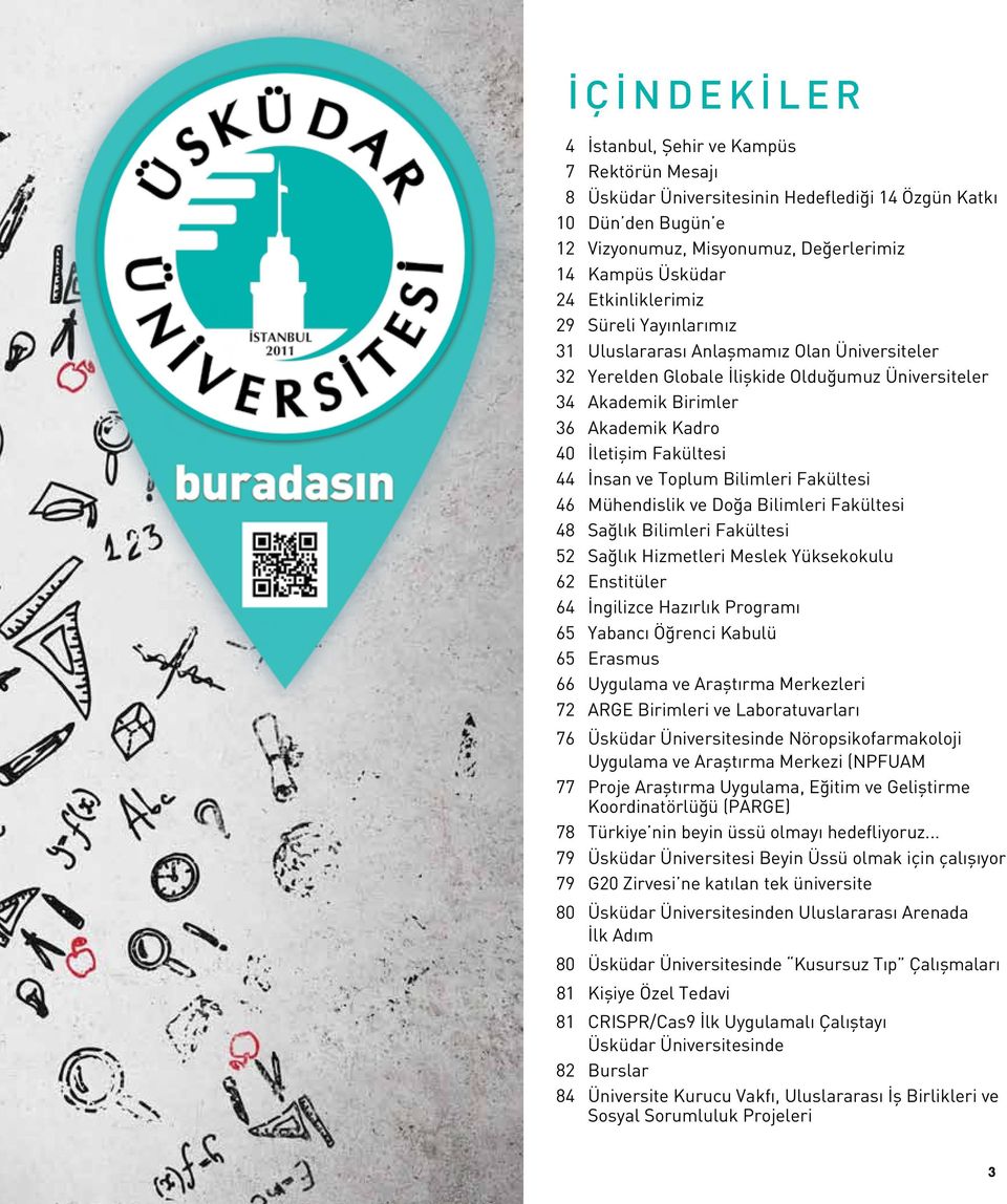 44 İnsan ve Toplum Bilimleri Fakültesi 46 Mühendislik ve Doğa Bilimleri Fakültesi 48 Sağlık Bilimleri Fakültesi 52 Sağlık Hizmetleri Meslek Yüksekokulu 62 Enstitüler 64 İngilizce Hazırlık Programı 65