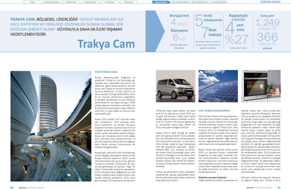 Avrupa nın 4 üncü Dünyanın 5farklı lokasyonda yeni 7float hattıyla Kaplamalı camda 4ürün Trakya Cam %27 6 ncı büyük düzcam üreticisi otomotiv, inşaat, enerji ve beyaz eşya sektörlerinin güçlü