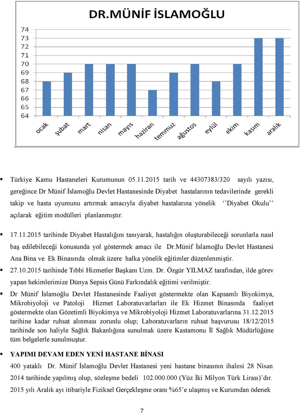 yönelik Diyabet Okulu açılarak eğitim modülleri planlanmıştır. 7.