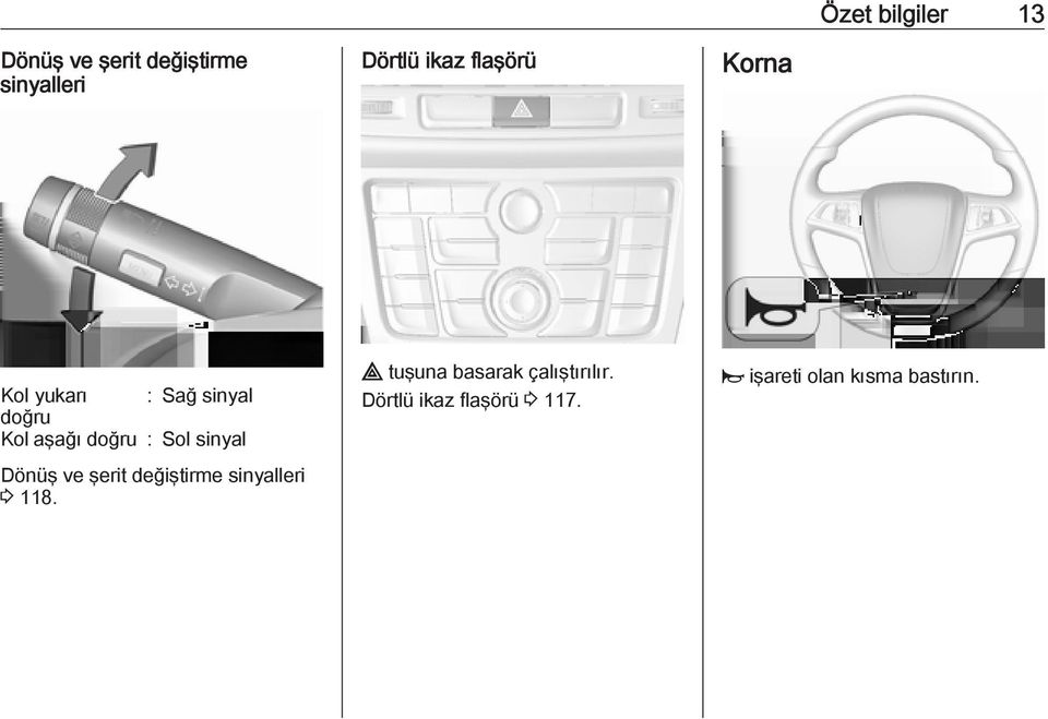 sinyal Dönüş ve şerit değiştirme sinyalleri 3 118.