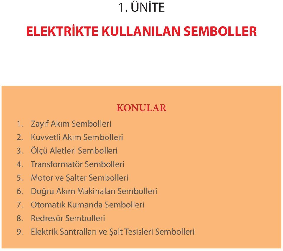 Motor ve Şalter Sembolleri 6. Doğru Akım Makinaları Sembolleri 7.