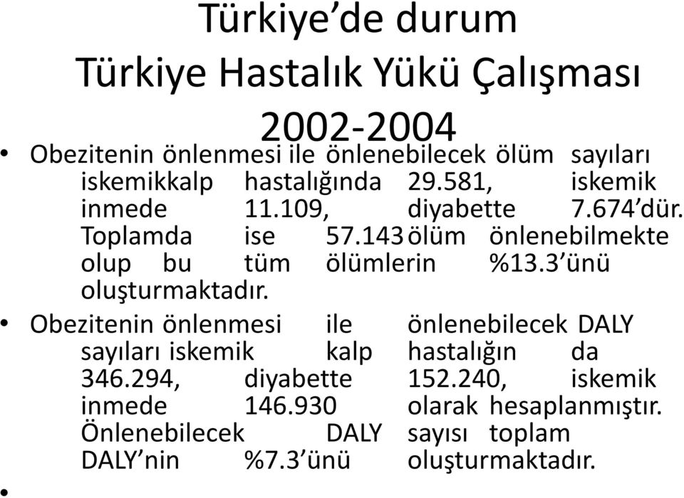 143 ölüm önlenebilmekte olup bu tüm ölümlerin %13.3 ünü oluşturmaktadır.