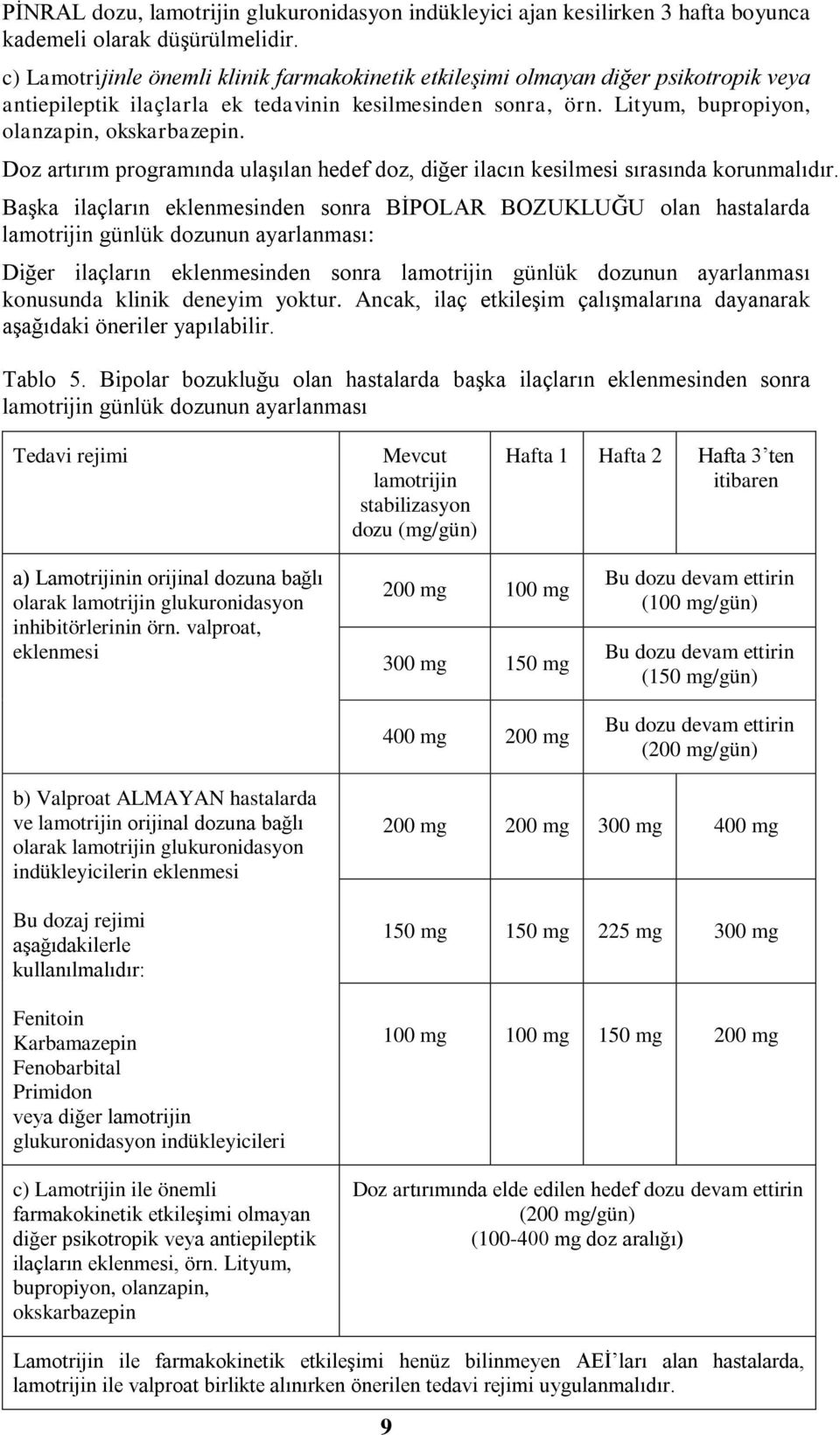 Doz artırım programında ulaģılan hedef doz, diğer ilacın kesilmesi sırasında korunmalıdır.