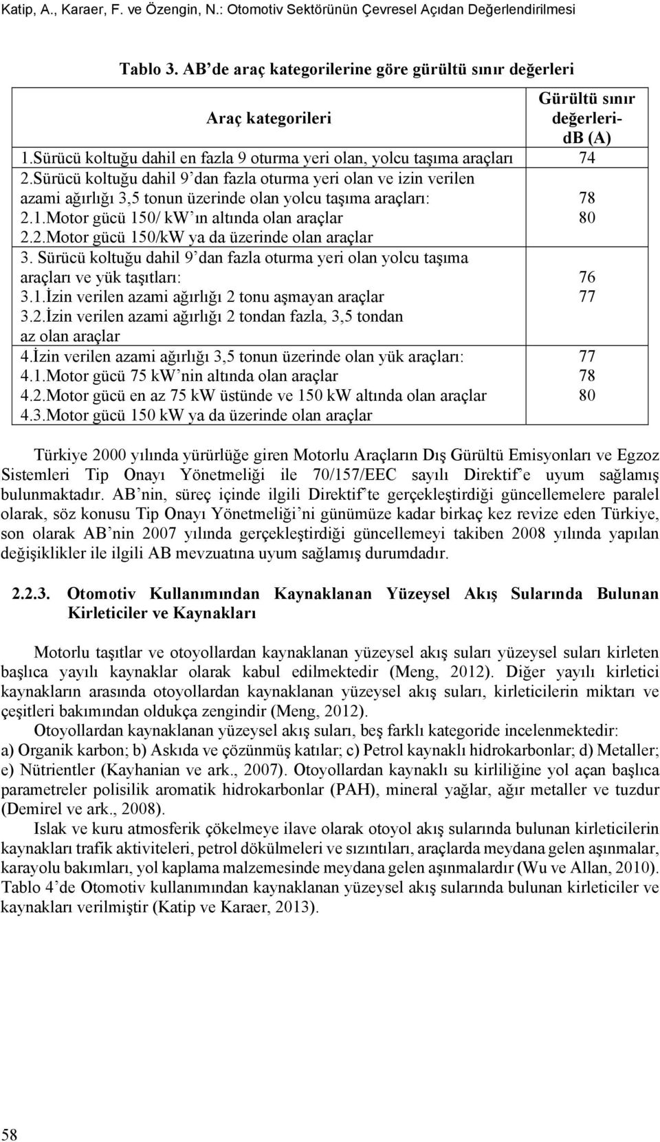 Sürücü koltuğu dahil 9 dan fazla oturma yeri olan ve izin verilen azami ağırlığı 3,5 tonun üzerinde olan yolcu taşıma araçları: 78 2.1.Motor gücü 150/ kw ın altında olan araçlar 80 2.2.Motor gücü 150/kW ya da üzerinde olan araçlar 3.