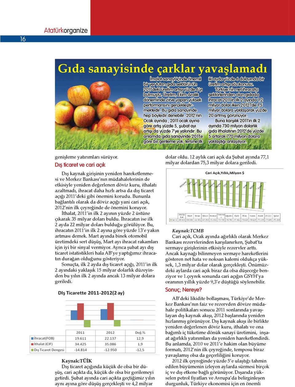 2012 nin Ocak ayında, 2011 ocak ayına göre artış yüzde 5, şubat ayı artışı da yüzde 7 ye yakındır.