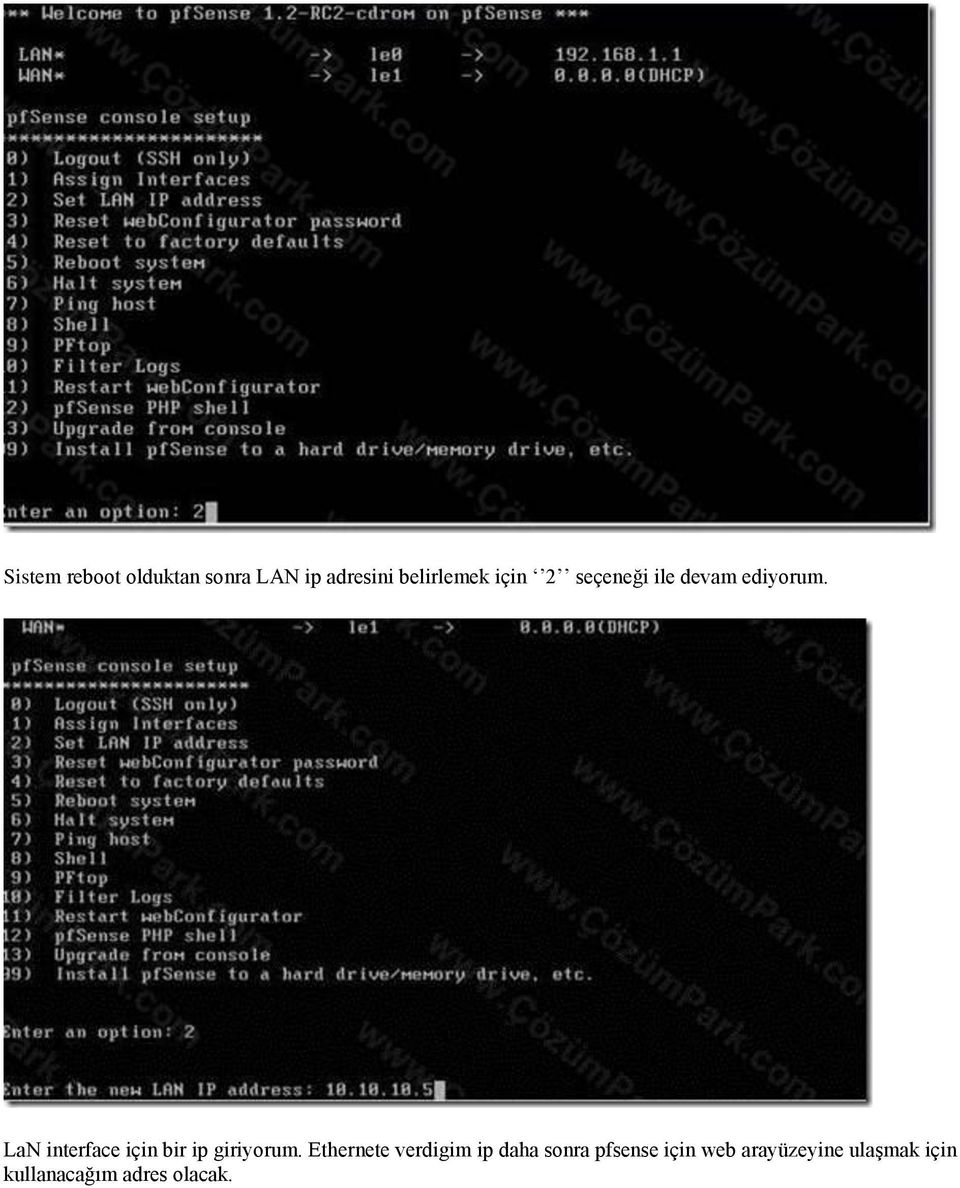 LaN interface için bir ip giriyorum.