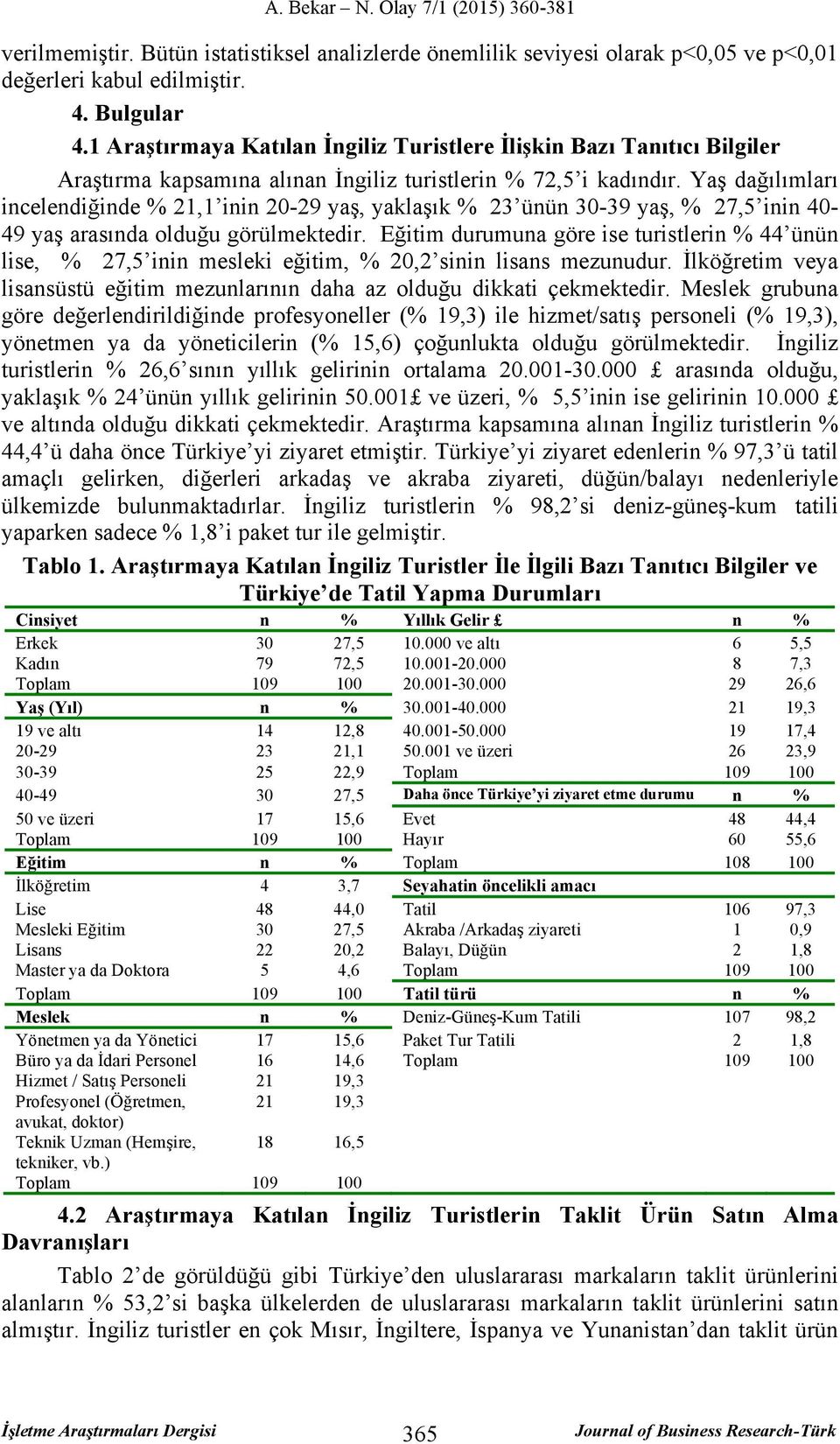 Yaş dağılımları incelendiğinde % 21,1 inin 20-29 yaş, yaklaşık % 23 ünün 30-39 yaş, % 27,5 inin 40-49 yaş arasında olduğu görülmektedir.