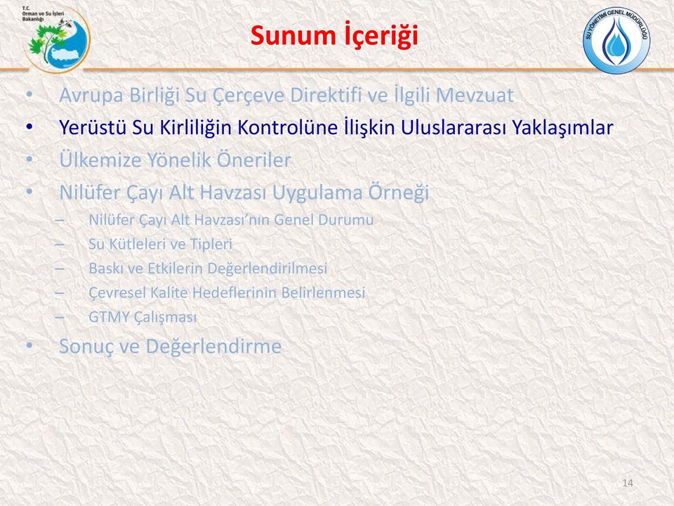 Uygulama Örneği Nilüfer Çayı Alt Havzası nın Genel Durumu Su Kütleleri ve Tipleri Baskı ve