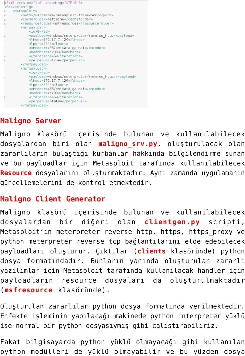 Aynı zamanda uygulamanın güncellemelerini de kontrol etmektedir. Maligno Client Generator Maligno klasörü içerisinde bulunan ve kullanılabilecek dosyalardan bir diğeri olan clientgen.