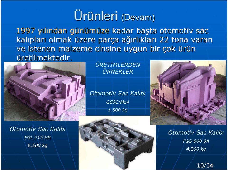 bir çok ürün üretilmektedir. ÜRETĐMLERDEN ÖRNEKLER Otomotiv Sac Kalıbı G50CrMo4 1.