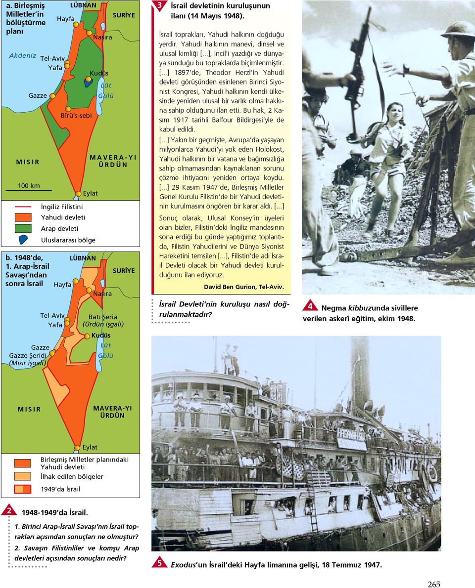 Uluslararas bölge Hayfa Tel-Aviv Yafa LÜBNAN Lût Gölü Nas ra Bat Þeria (Ürdün ißgali) Kudüs Lût Gölü SUR YE 3 srail devletinin kurulußunun ilan (14 May s 1948).