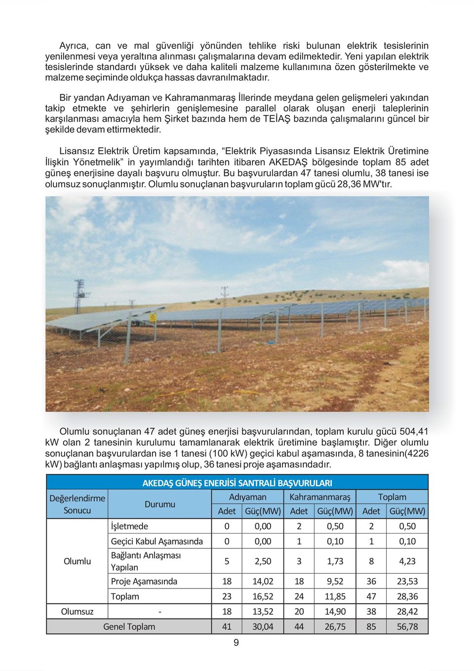 Bir yandan Adıyaman ve Kahramanmaraş İllerinde meydana gelen gelişmeleri yakından takip etmekte ve şehirlerin genişlemesine parallel olarak oluşan enerji taleplerinin karşılanması amacıyla hem Şirket