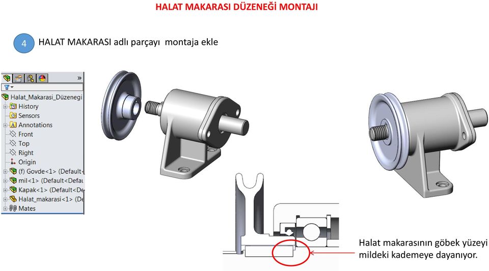 montaja ekle Halat makarasının