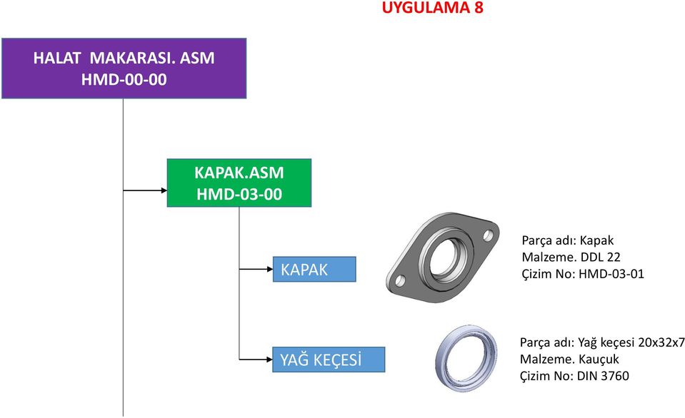 DDL 22 Çizim No: HMD-03-01 YAĞ KEÇESİ Parça adı: