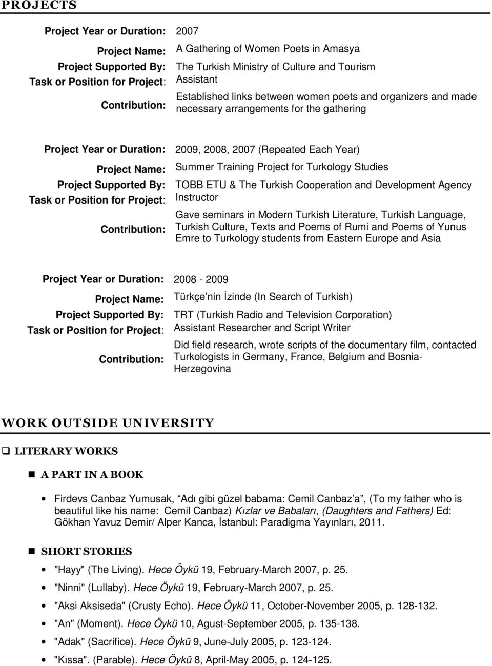 Summer Training Project for Turkology Studies Project Supported By: TOBB ETU & The Turkish Cooperation and Development Agency Task or Position for Project: Instructor Contribution: Gave seminars in