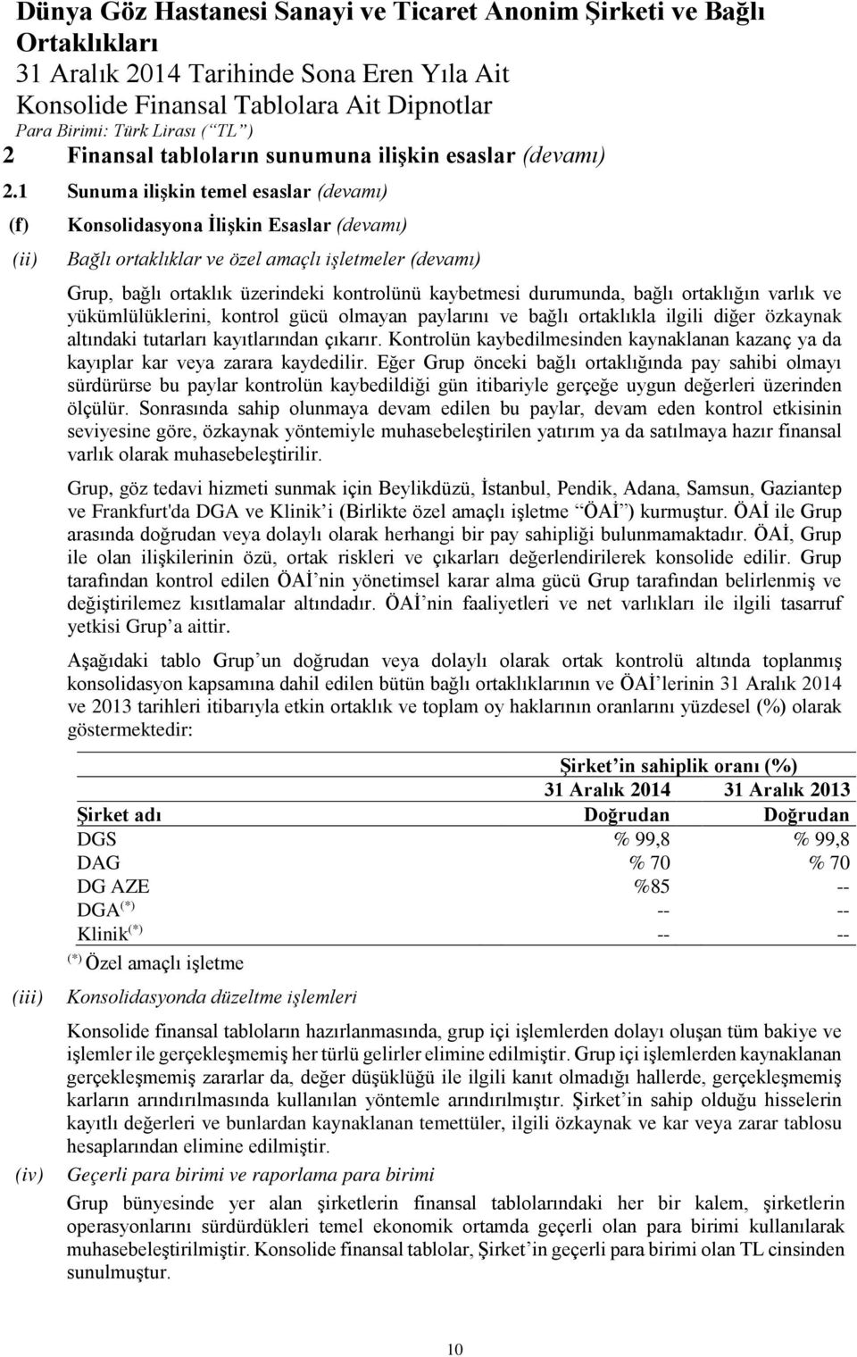 durumunda, bağlı ortaklığın varlık ve yükümlülüklerini, kontrol gücü olmayan paylarını ve bağlı ortaklıkla ilgili diğer özkaynak altındaki tutarları kayıtlarından çıkarır.