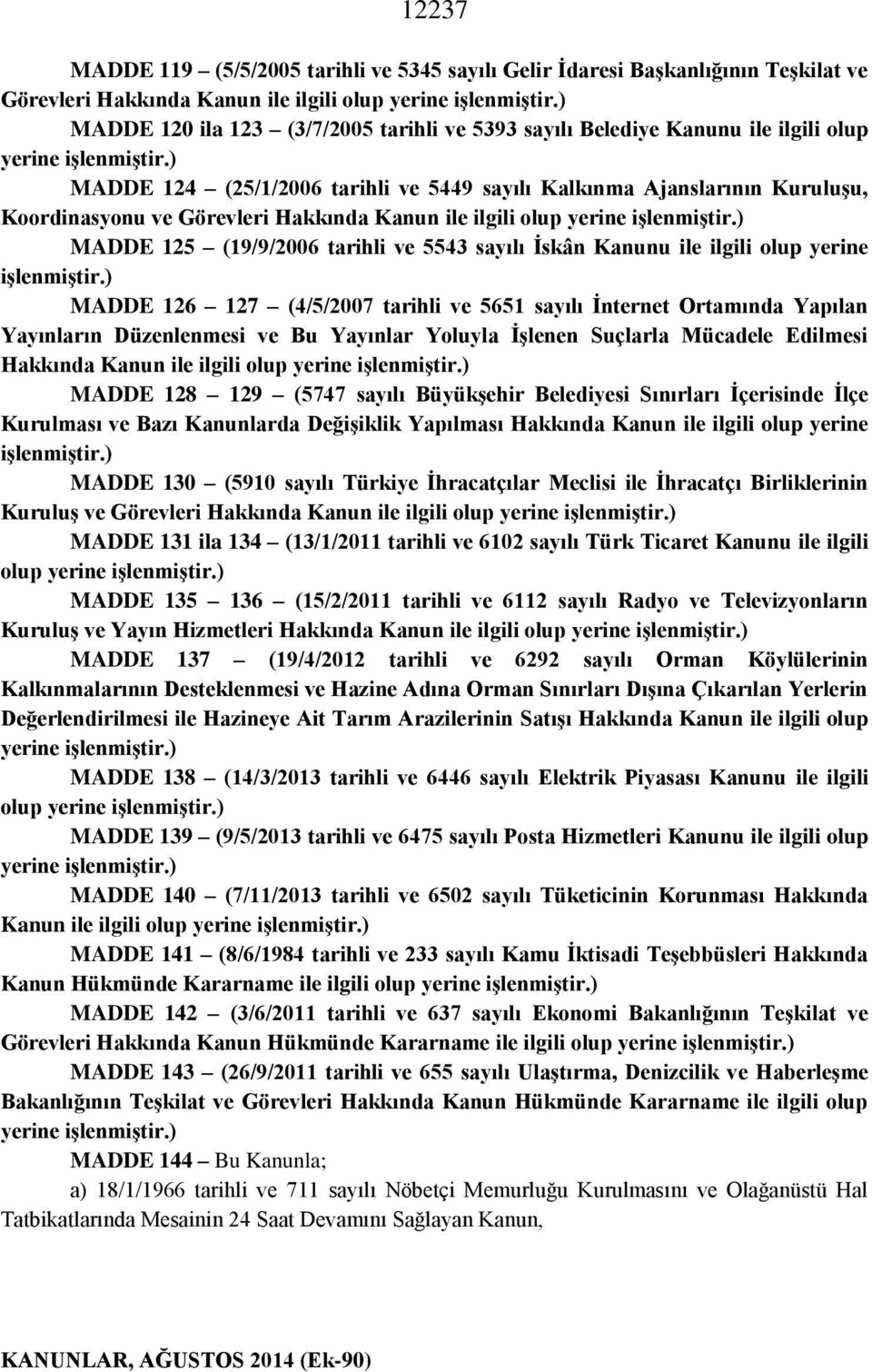 Kanunu ile ilgili olup yerine MADDE 126 127 (4/5/2007 tarihli ve 5651 sayılı İnternet Ortamında Yapılan Yayınların Düzenlenmesi ve Bu Yayınlar Yoluyla İşlenen Suçlarla Mücadele Edilmesi Hakkında