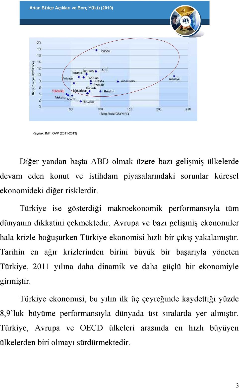 Avrupa ve bazı gelişmiş ekonomiler hala krizle boğuşurken Türkiye ekonomisi hızlı bir çıkış yakalamıştır.