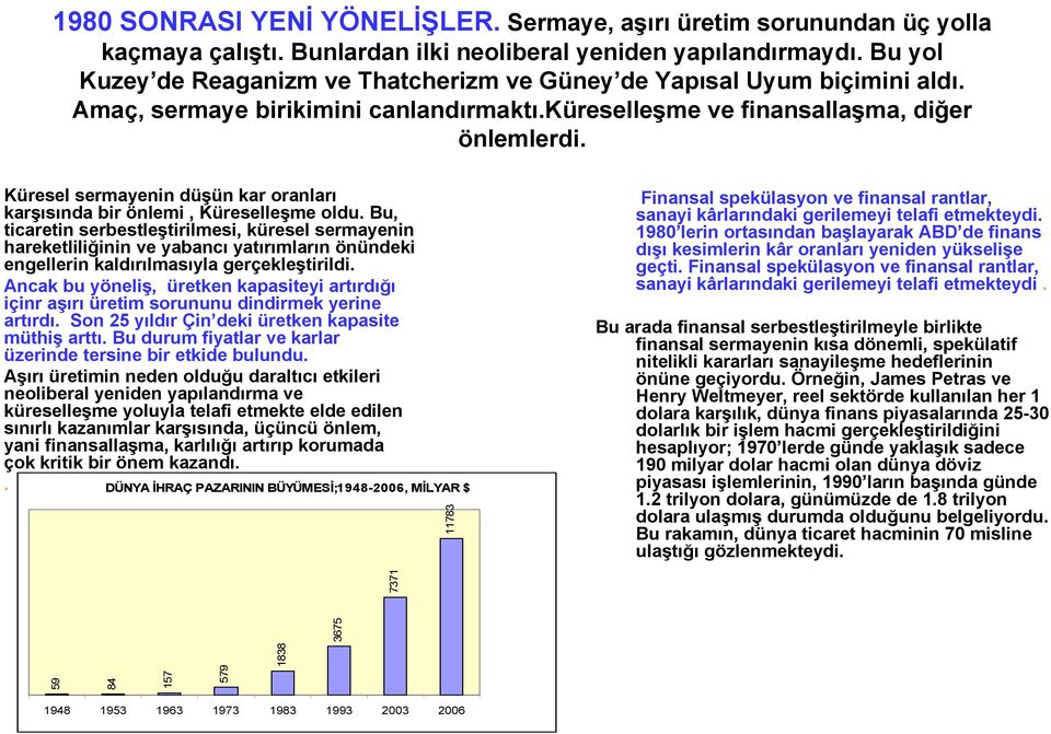 Küresel sermayenin düşün kar oranları karşısında bir önlemi, Küreselleşme oldu.