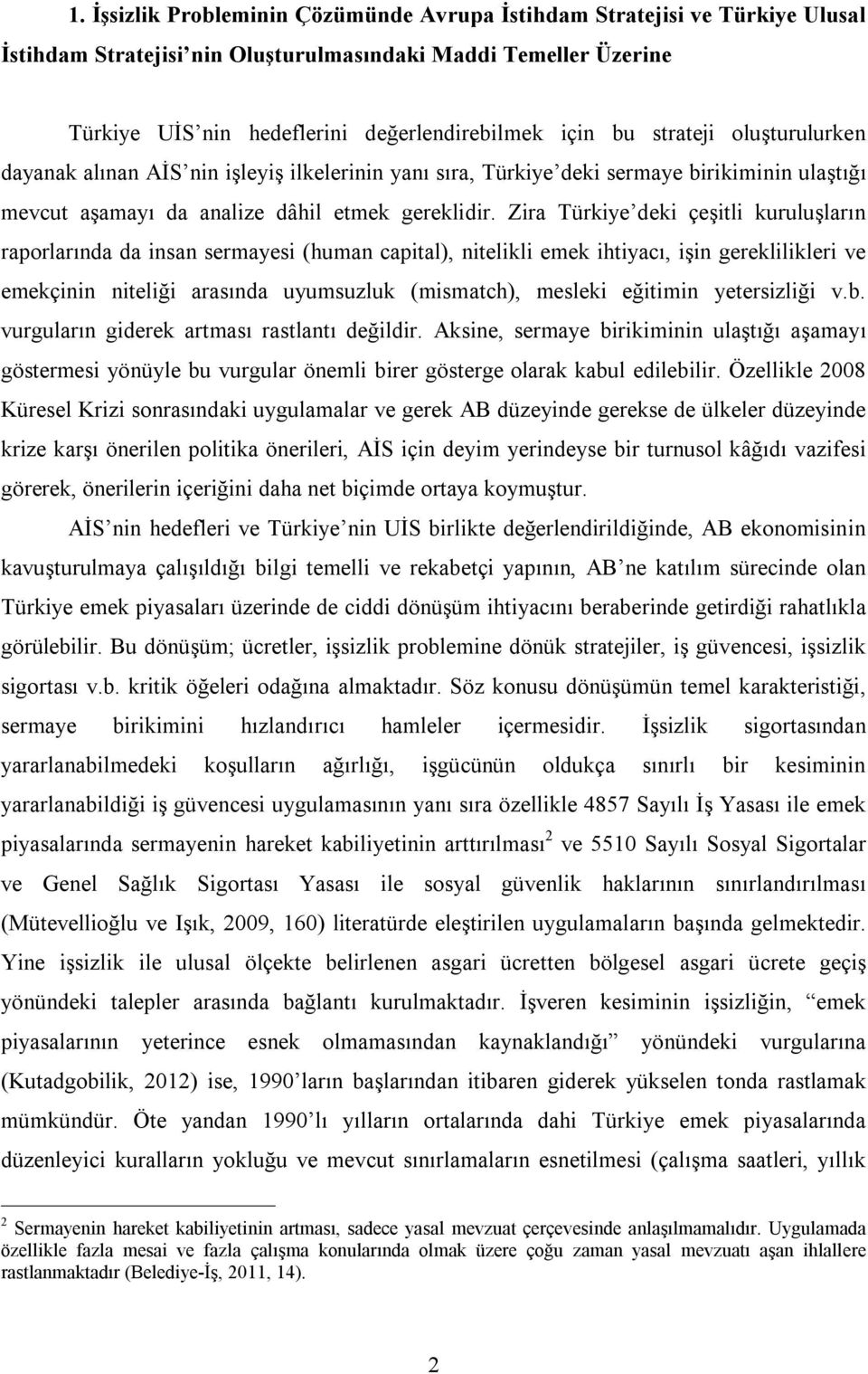 Zira Türkiye deki çeşitli kuruluşların raporlarında da insan sermayesi (human capital), nitelikli emek ihtiyacı, işin gereklilikleri ve emekçinin niteliği arasında uyumsuzluk (mismatch), mesleki