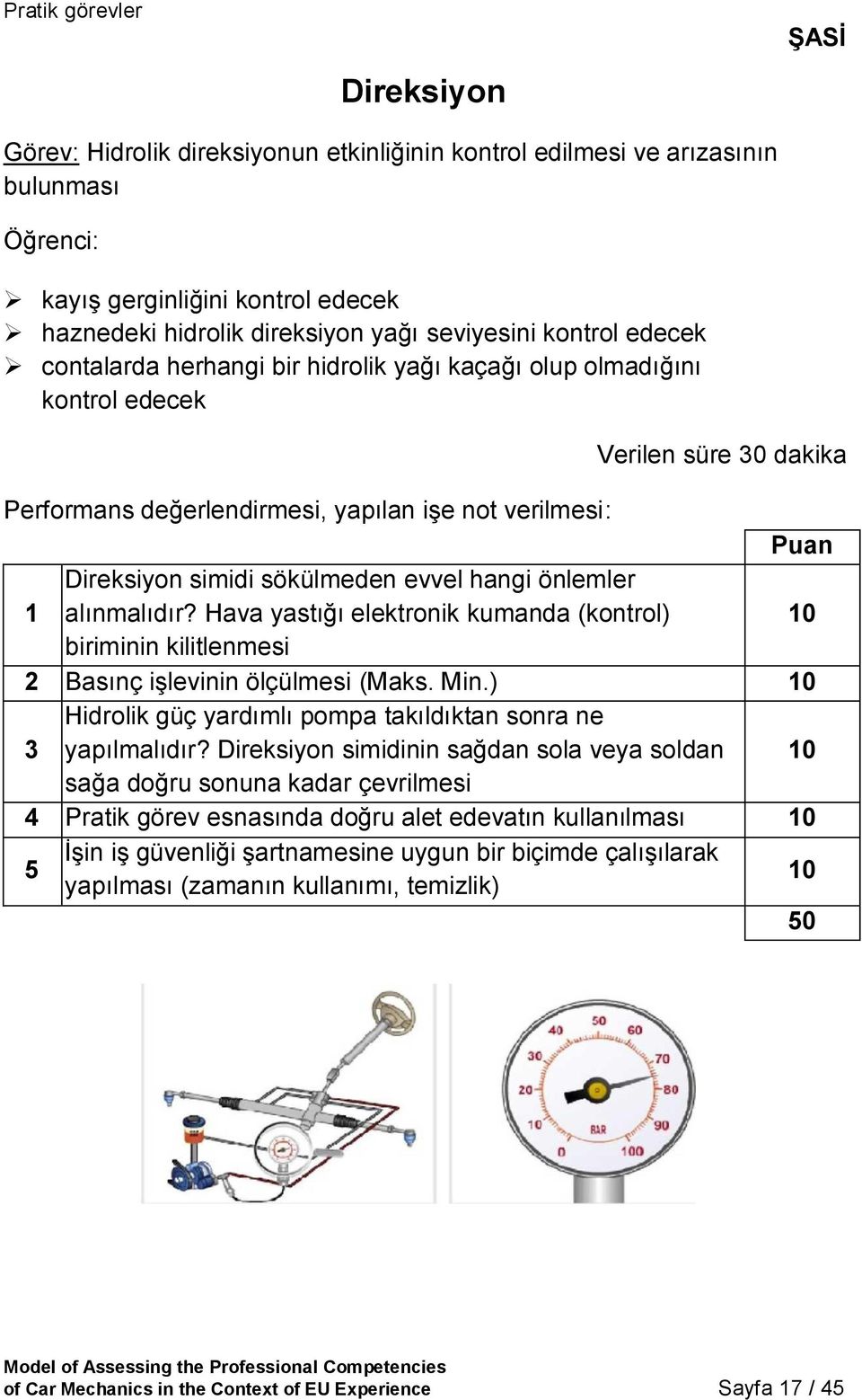 evvel hangi önlemler alınmalıdır? Hava yastığı elektronik kumanda (kontrol) biriminin kilitlenmesi 2 Basınç işlevinin ölçülmesi (Maks. Min.