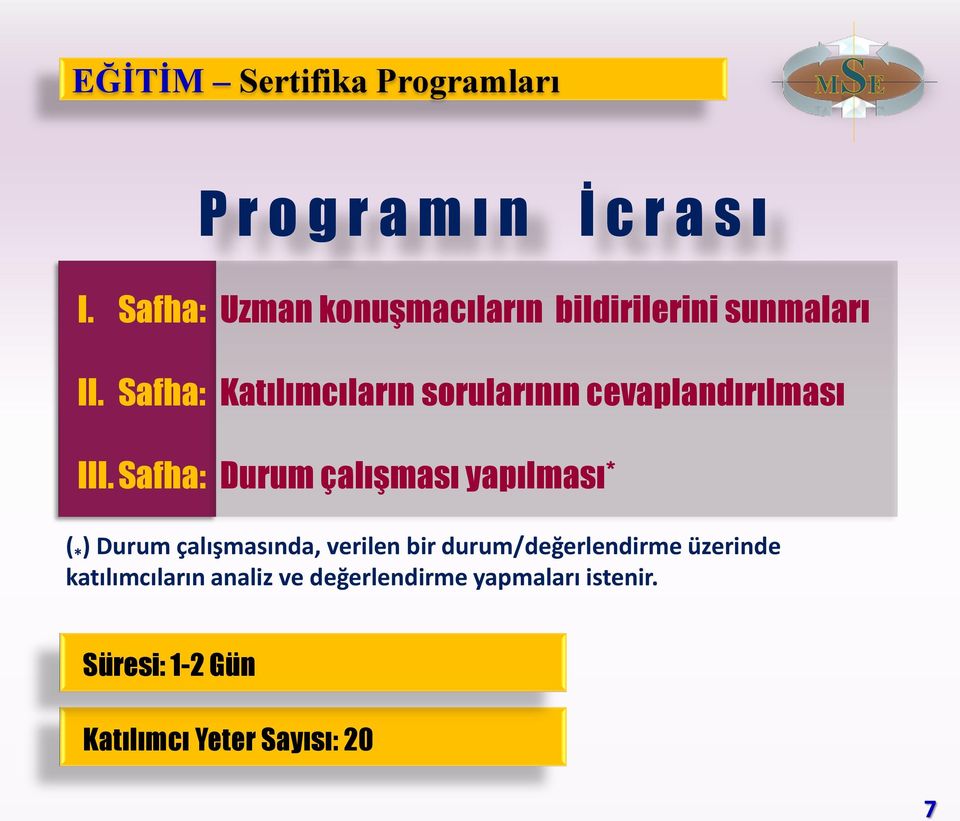 Safha: Katılımcıların sorularının cevaplandırılması III.