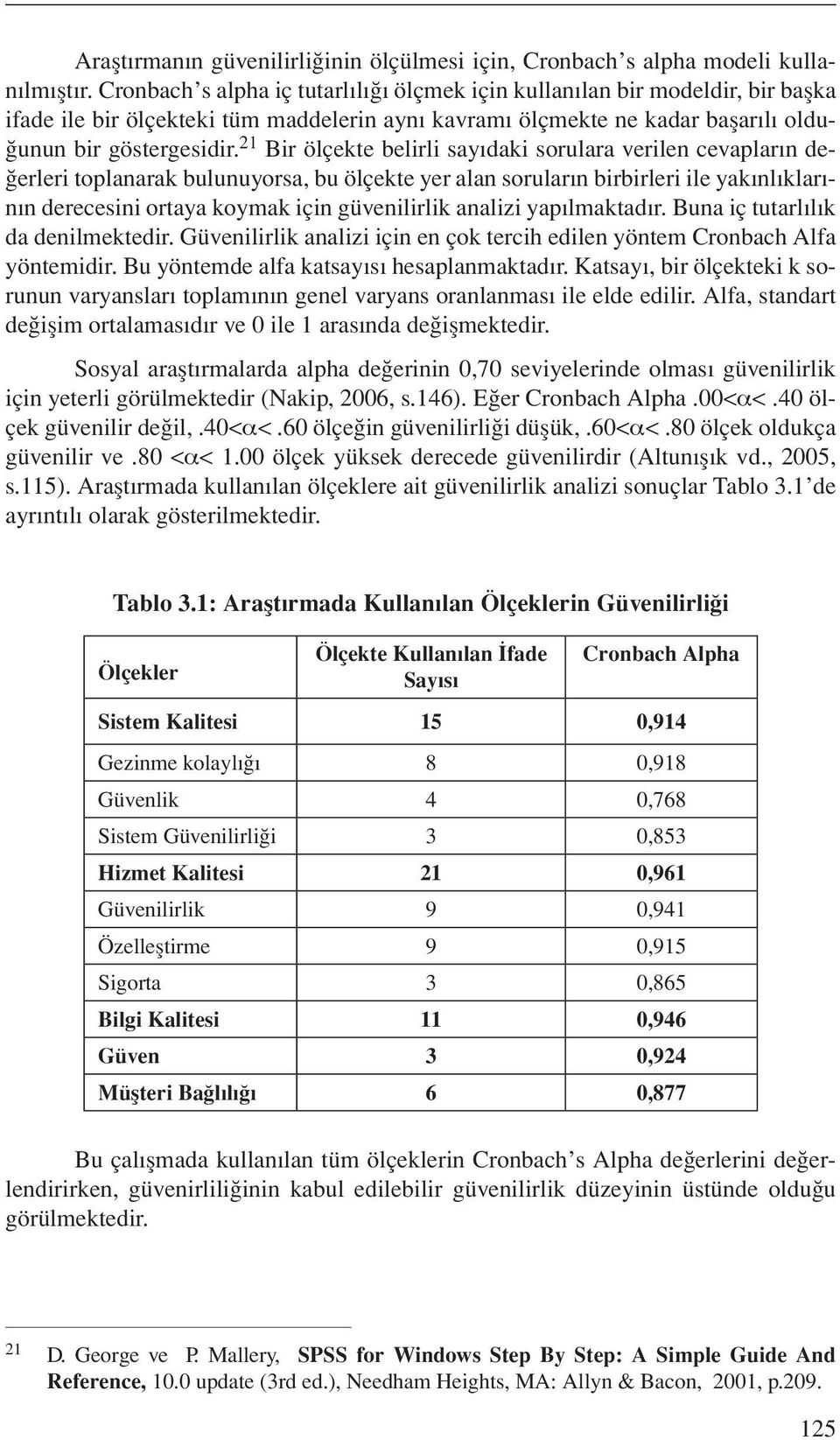 21 Bir ölçekte belirli sayıdaki sorulara verilen cevapların değerleri toplanarak bulunuyorsa, bu ölçekte yer alan soruların birbirleri ile yakınlıklarının derecesini ortaya koymak için güvenilirlik