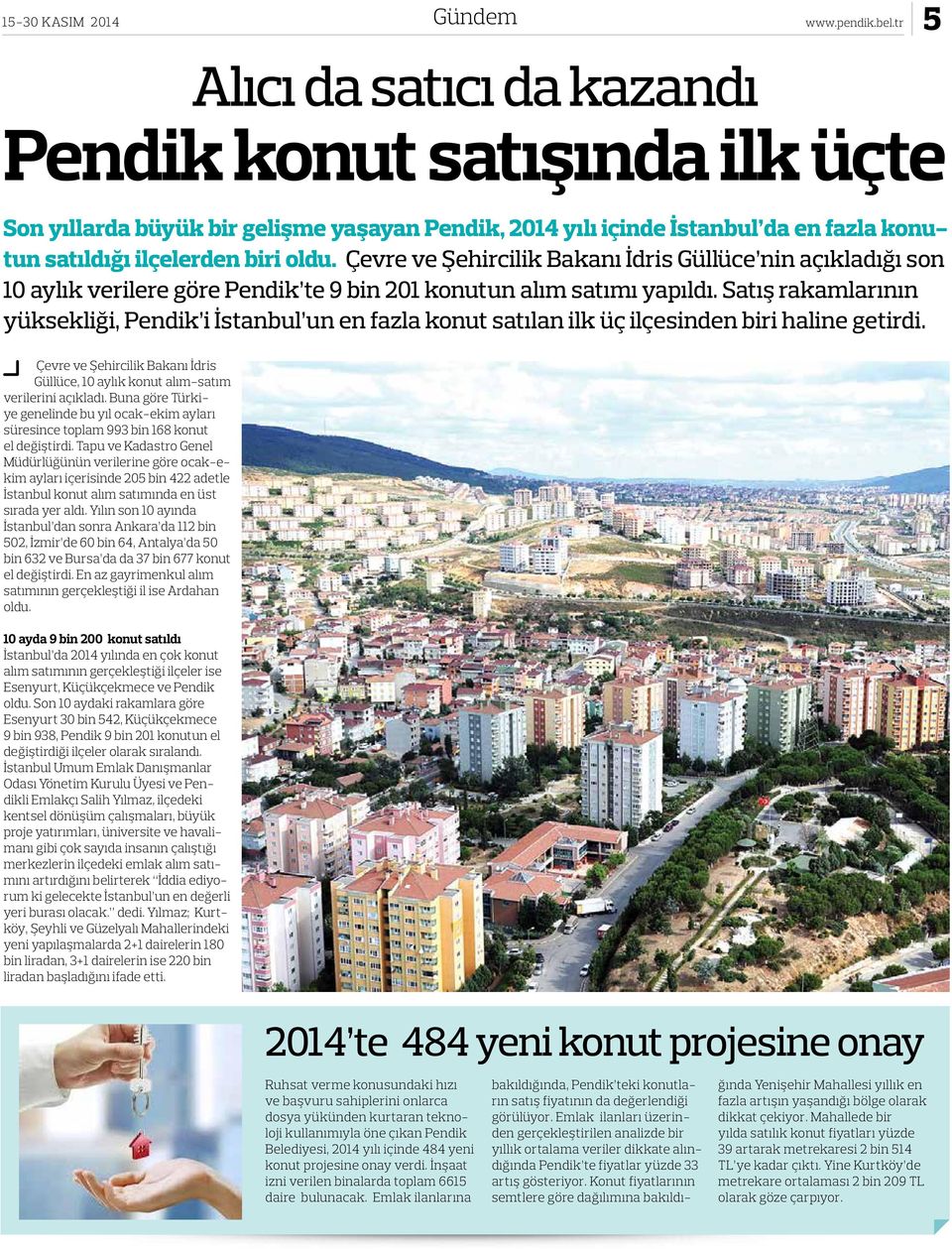Çevre ve Şehircilik Bakanı İdris Güllüce nin açıkladığı son 10 aylık verilere göre Pendik te 9 bin 201 konutun alım satımı yapıldı.