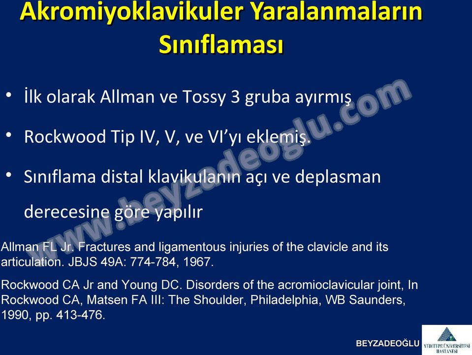 Fractures and ligamentous injuries of the clavicle and its articulation. JBJS 49A: 774-784, 1967.