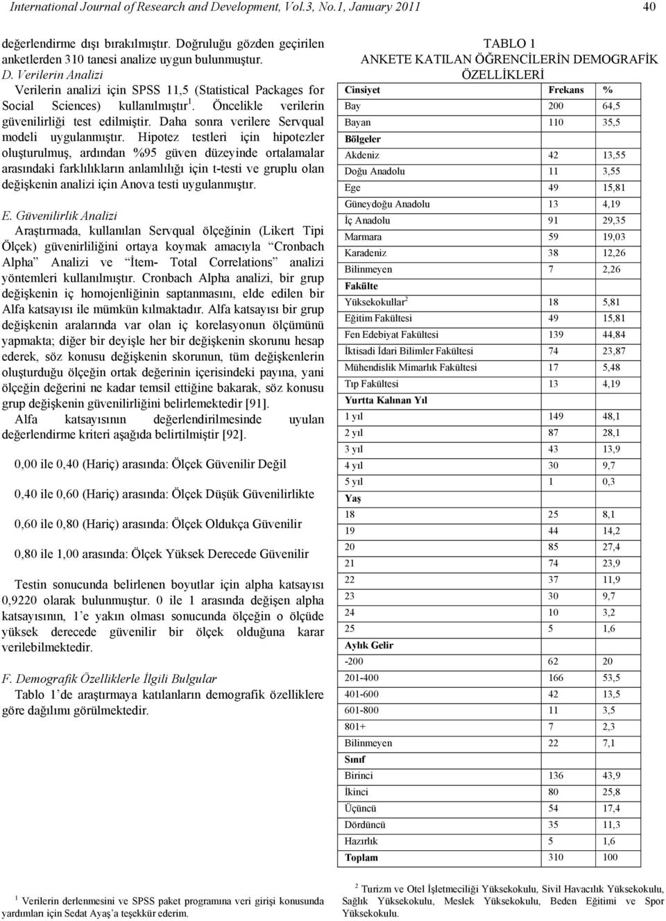 Hipotez testleri için hipotezler oluşturulmuş, ardından %95 güven düzeyinde ortalamalar arasındaki farklılıkların anlamlılığı için t-testi ve gruplu olan değişkenin analizi için Anova testi