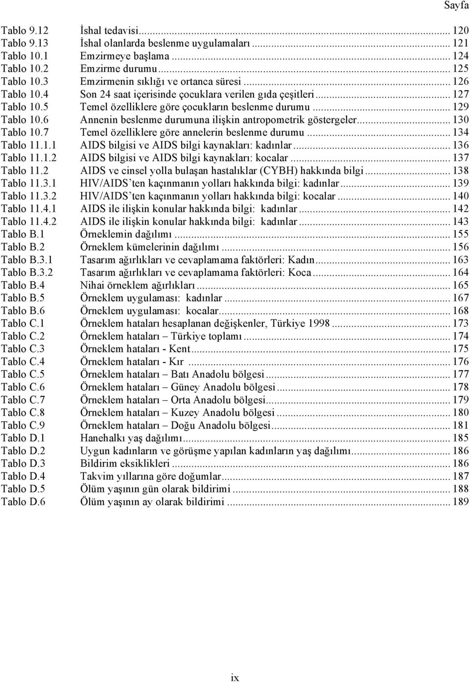 6 Annenin beslenme durumuna ilişkin antropometrik göstergeler... 130 Tablo 10.7 Temel özelliklere göre annelerin beslenme durumu... 134 Tablo 11.1.1 AIDS bilgisi ve AIDS bilgi kaynakları: kadınlar.